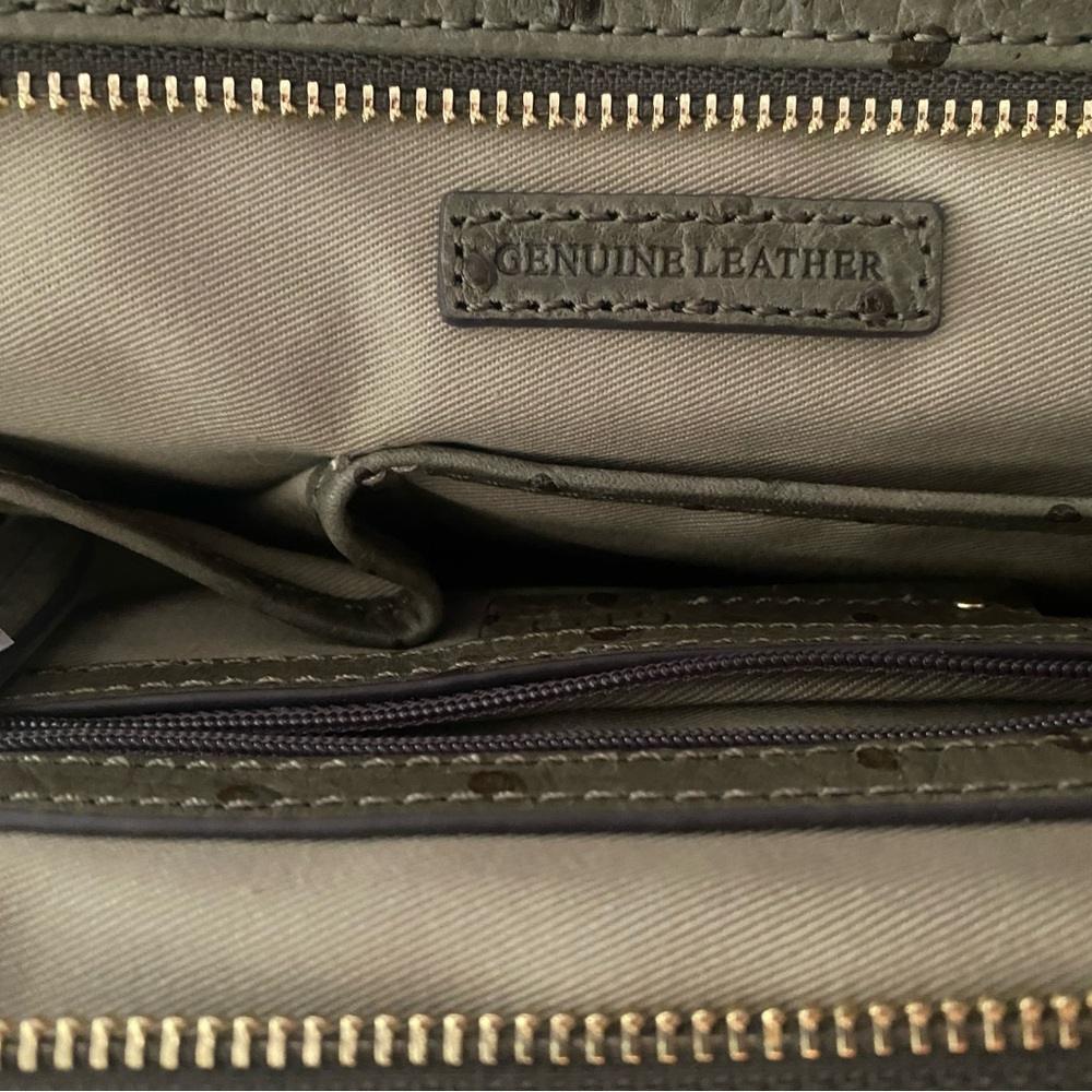G.I.L.I. Olive Green Ostrich-Embossed Satchel with Tassel - Picture 5 of 16